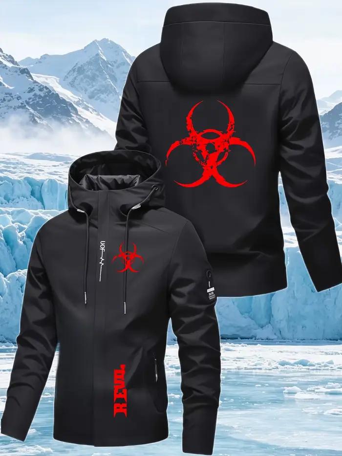 Veste à capuche pour homme avec imprimé Biohazard – Coupe-vent à capuche pour l'extérieur, imperméab