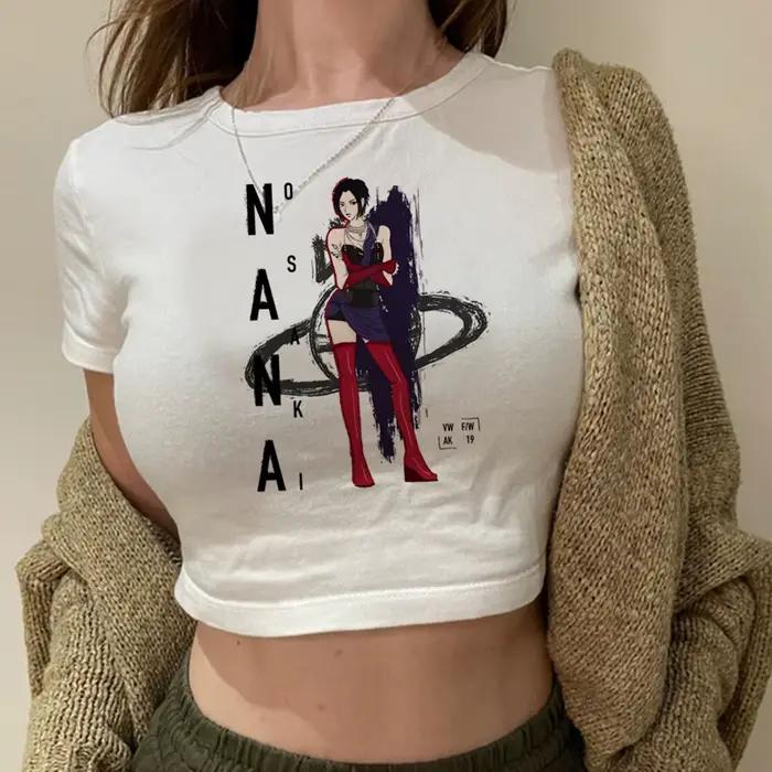 Haut court graphique Nana Goth pour filles, vêtements esthétiques Kawai, mode mignonne, années 90