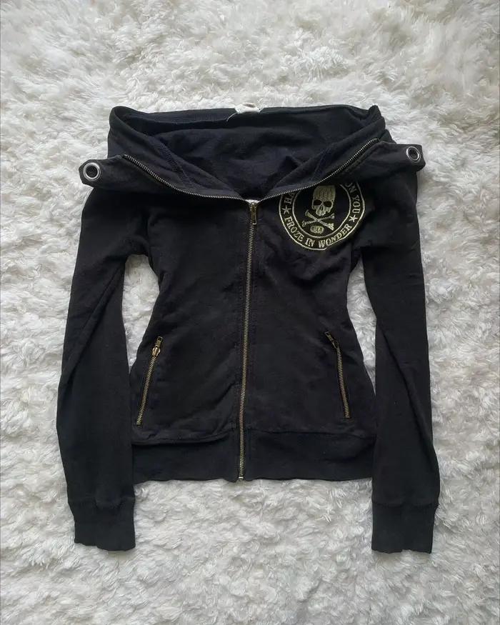 Y2K nouveau Emo mode Rivet sweat à capuche avec fermeture éclair femmes Harajuku noir sweat à capuch