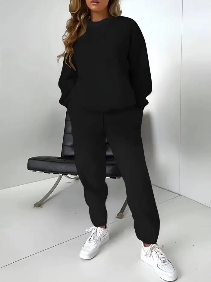 Ensemble de survêtement chaud pour femme, pull à manches longues et pantalon de jogging, tenue décon