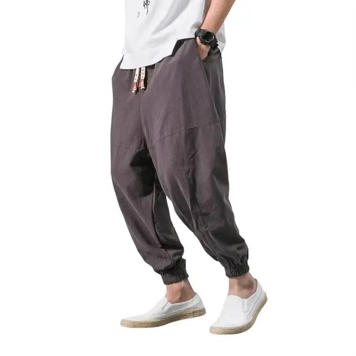 Jogging de style japonais pour hommes, entrejambe profond, pantalon de sport décontracté, poches de 