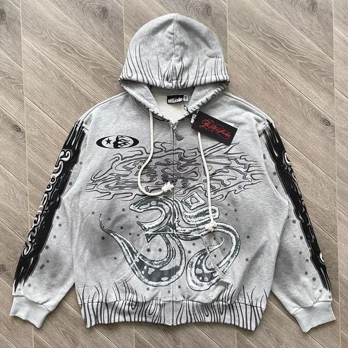 Sweat à capuche zippé gris American Graffiti Pull à capuche gris Street Zip
