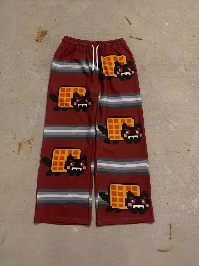 Pantalon de jogging décontracté pour homme, style Hip Hop Nyan Cat, taille élastique, coupe ample, s