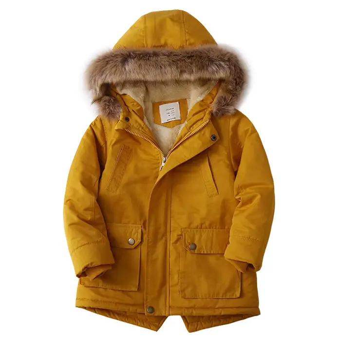 Manteau d'hiver à capuche en fausse fourrure pour garçons, vestes matelassées chaudes optiques pour 