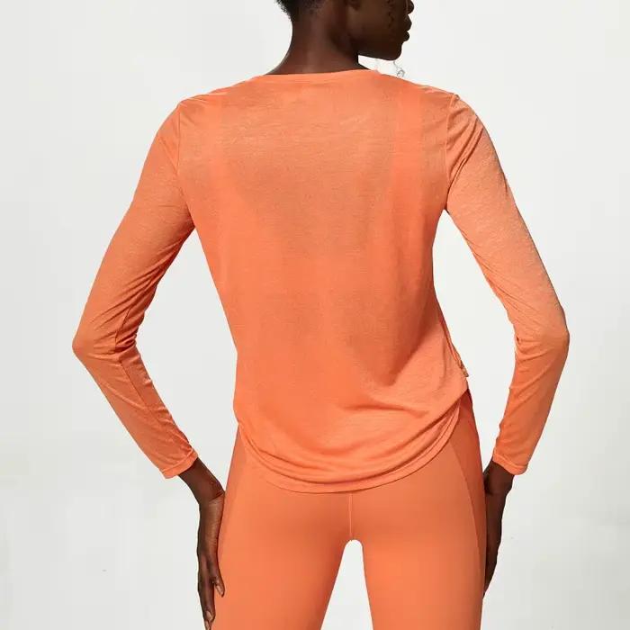 Chemise de Yoga à manches longues pour femmes, plissée sur le côté, ample, haut de gymnastique, resp