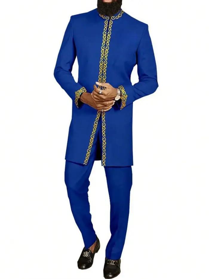 Costumes africains décontractés pour hommes avec poches, vêtements de créateurs brodés, tenues mouil
