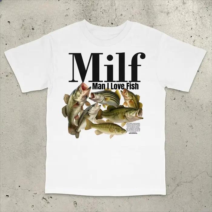 Homme J'aime le poisson T-Shirt, chemise de pêche rétro T-Shirt de pêche au bar Chemise de pêche drô