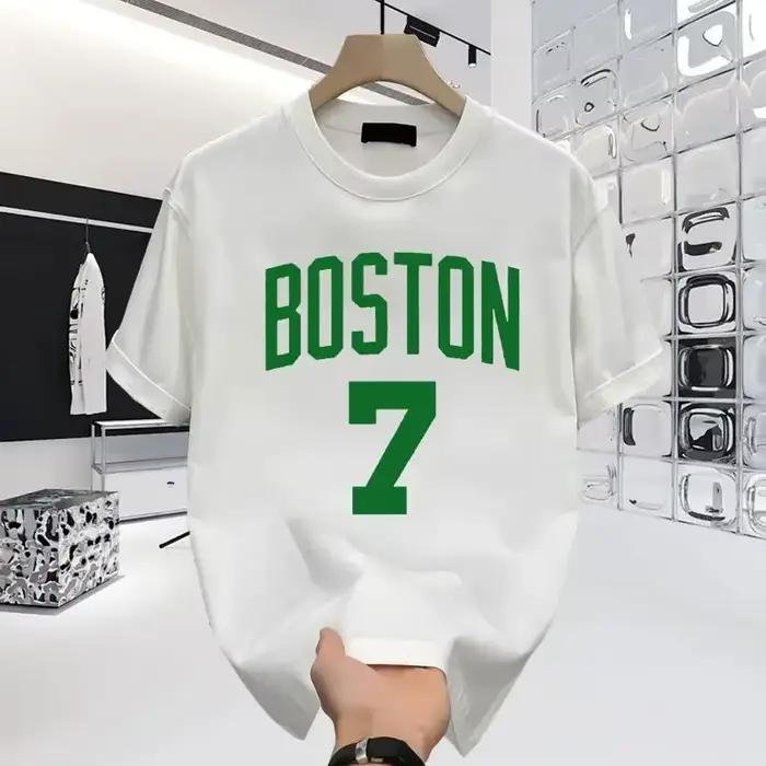 T-shirt en coton imprimé Boston No.7 FMVP, mode masculine, coupe oversize, couple, motif personnalis