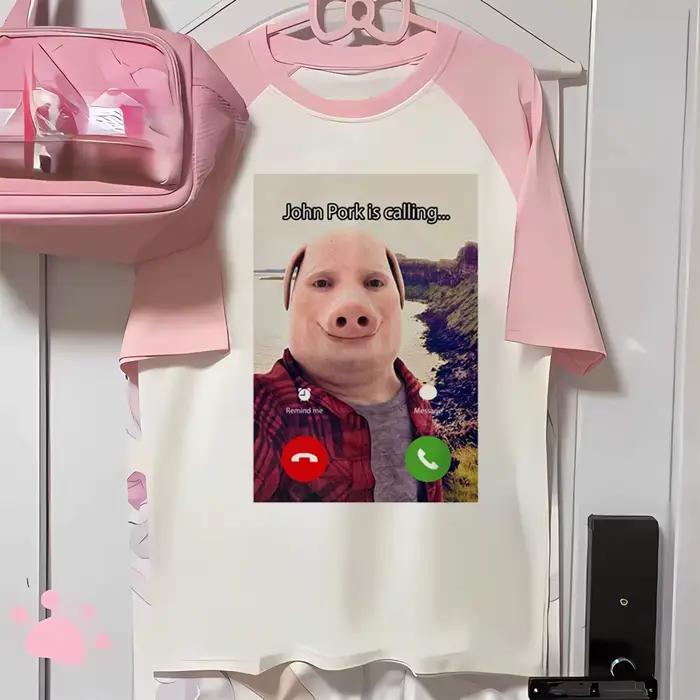 John Pork t-shirt fille respirant psychédélique streetwear hip hop t-shirt kawaii université tendanc