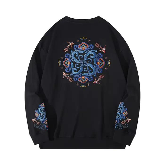 Sweat-shirt brodé Sukajan pour homme, en coton de luxe, pull tricoté pour homme, sweat-shirt à col r