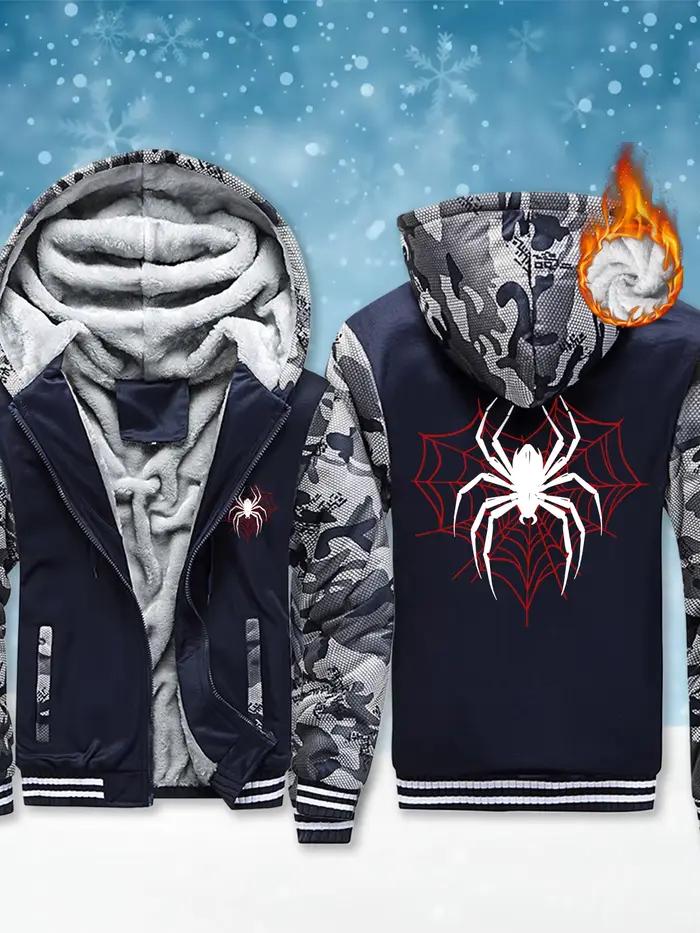 Veste pour hommes imprimée araignées sur le toile d'araignée, sweat-shirt décontracté à la mode avec