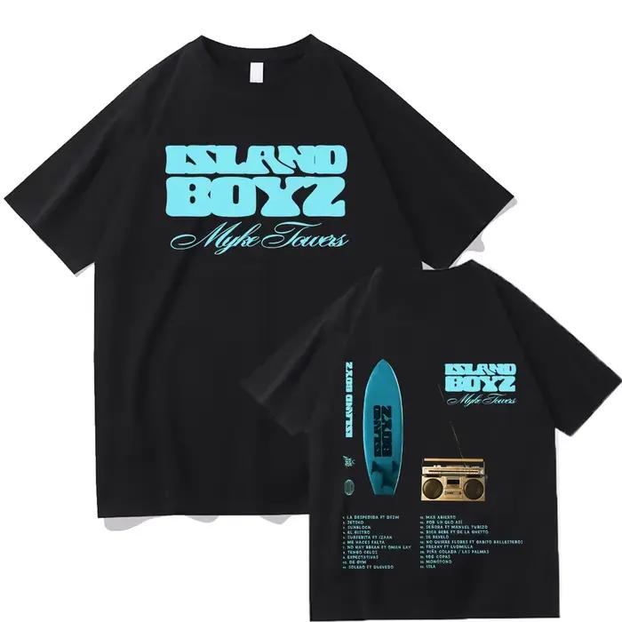 Rappeur Myke Towers île BOYz graphique T-shirt hommes femmes vêtements mode Hip Hop surdimensionné T