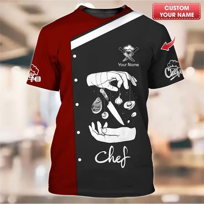 Chef travail T-shirt pour hommes personnalité motif col rond drôle t-shirts impression 3D mode à la 