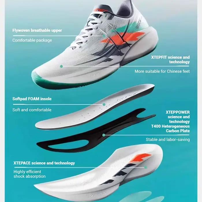 Xtep 360X 2.0 chaussures de course Marathon professionnelles pour hommes course plaque de carbone ch