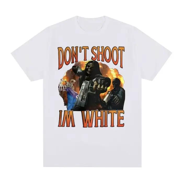 T-shirts graphiques humoristiques « Ne tirez pas, je suis blanc » pour hommes, t-shirt décontracté à