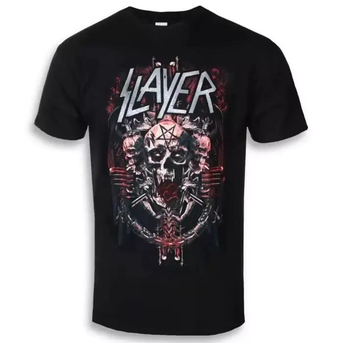 T-shirt en coton avec logo Slayer imprimé inspirant, style streetwear décontracté, adapté aux passio