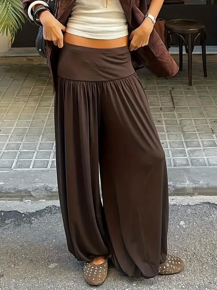 Vêtements d'été les plus vendus pour femmes, pantalons longs, amples, décontractés, à revers, pour l