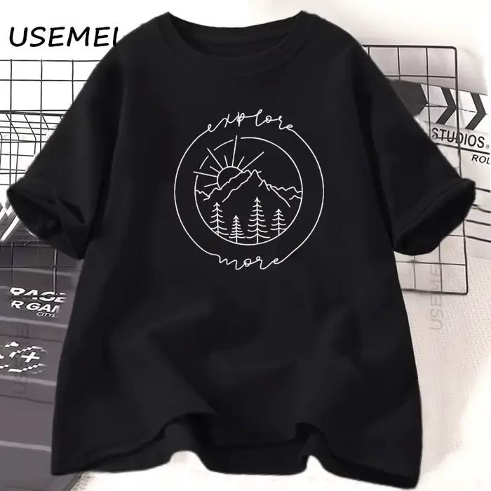Explorez plus T-Shirt pour femmes décontracté Camping à manches courtes T-Shirt Camper randonnée Nat