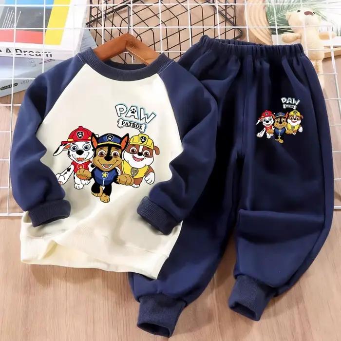 Ensembles de vêtements de sport pour enfants imprimés PAW Patrol, sweat-shirt épissé pour garçons, c