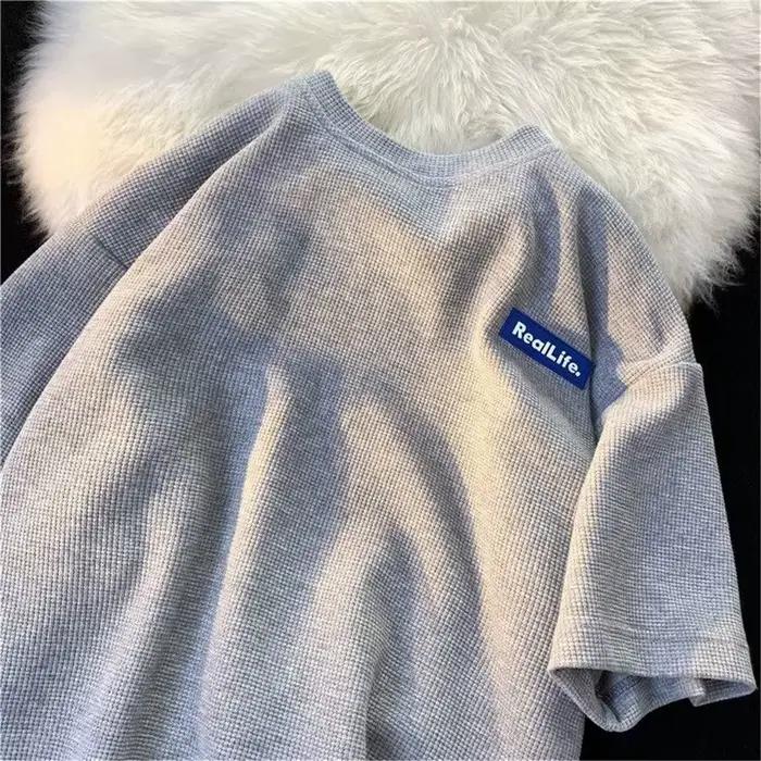 T-shirts gaufrés tendance pour hommes – T-shirts basiques décontractés, hauts oversize, qualité supé