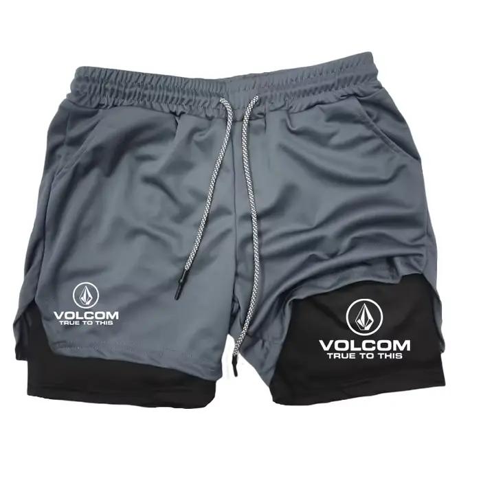 VOLCOM – short de course 2 en 1 imprimé pour hommes, short de sport chrétien avec doublure de Compre