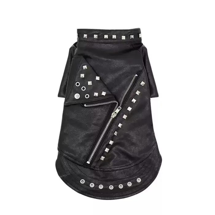 Veste en cuir pour chien, tenue pour animaux de compagnie de style punk – Manteau de moto chaud pour