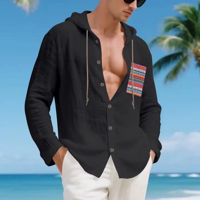 Nouvelle chemise ample en lin unie pour homme, 15 couleurs, collection Printemps-Automne 2026, style
