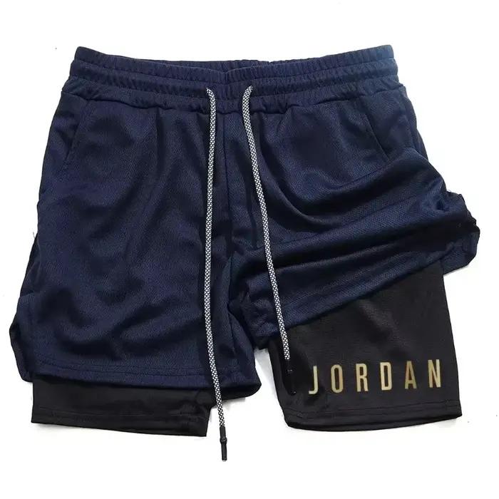Pantalon de sport Harajuku pour hommes, double couche, séchage rapide, short de basket-ball 2-en-1, 