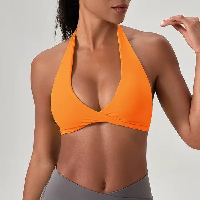 Sous-vêtements de sport respirants pour femmes, soutien-gorge de sport Sexy, col en V, haut court d'