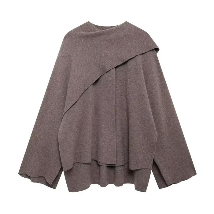 Écharpe asymétrique tricotée pour femme, pull ample, Design ample, sensation chaude, nouvelle collec