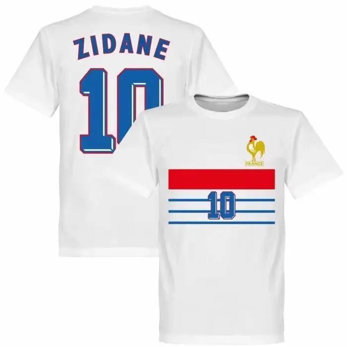 T-shirt Rétro France 1998 Zidane 10 Homme Femme Coton Vintage Décontracté Ample Confortable Doux Hau