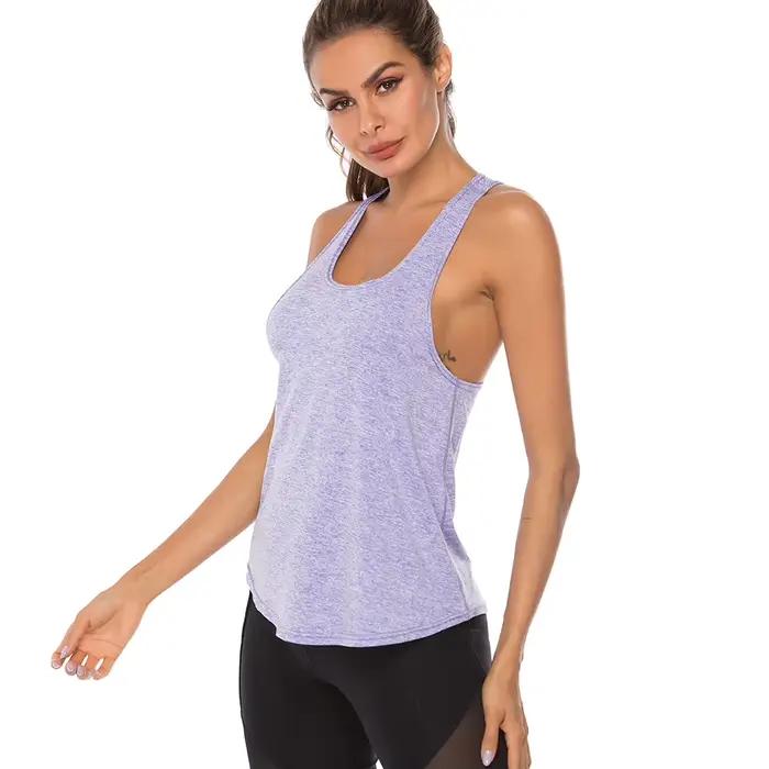 STOUREG-Haut de Yoga en FibrRacerback à vaccage Rapide pour Femme, Chemises d'Entraînement Sportif