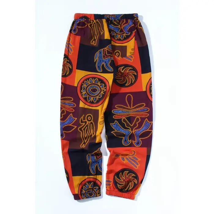 Pantalon léger en mélange de coton et de lin pour hommes, décontracté, avec cordon de serrage, impri