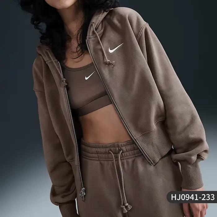 Nike officiel véritable automne hiver nouvelle femme taille courte tricoté veste chaude HJ0941-233