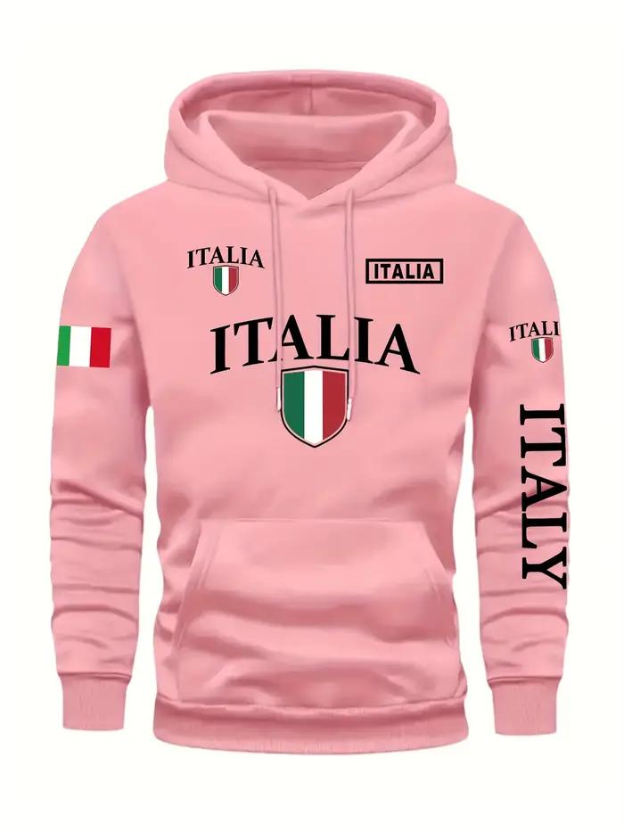Sweat à capuche à manches longues pour hommes et femmes, imprimé de lettres, drapeau italien, rue en
