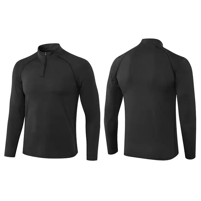 T-shirts de course pour hommes automne Fitness à manches longues T-shirts à séchage rapide demi-ferm
