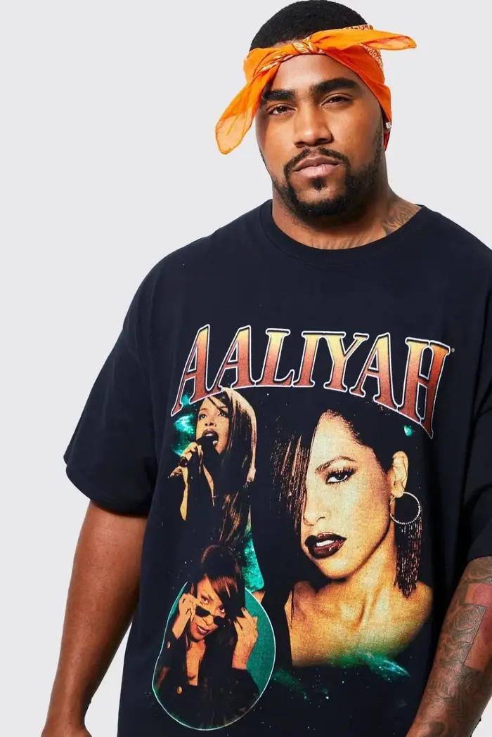 T-shirt vintage Aaliyah, chanteuse R&B, avec imprimé graphique rétro, style hip-hop streetwear, déco