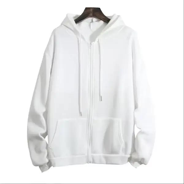 Sweat à capuche zippé à manches longues pour femmes, cardigan monochrome pour documents, grande tail