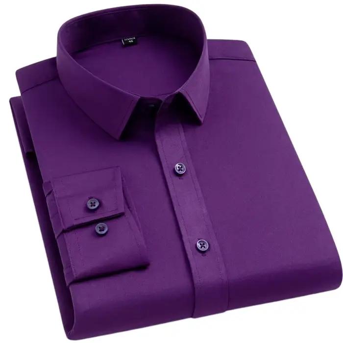 BAMBOOPLE chemises de bureau sans fer pour hommes dernières affaires douces Anti-rides sans poche in