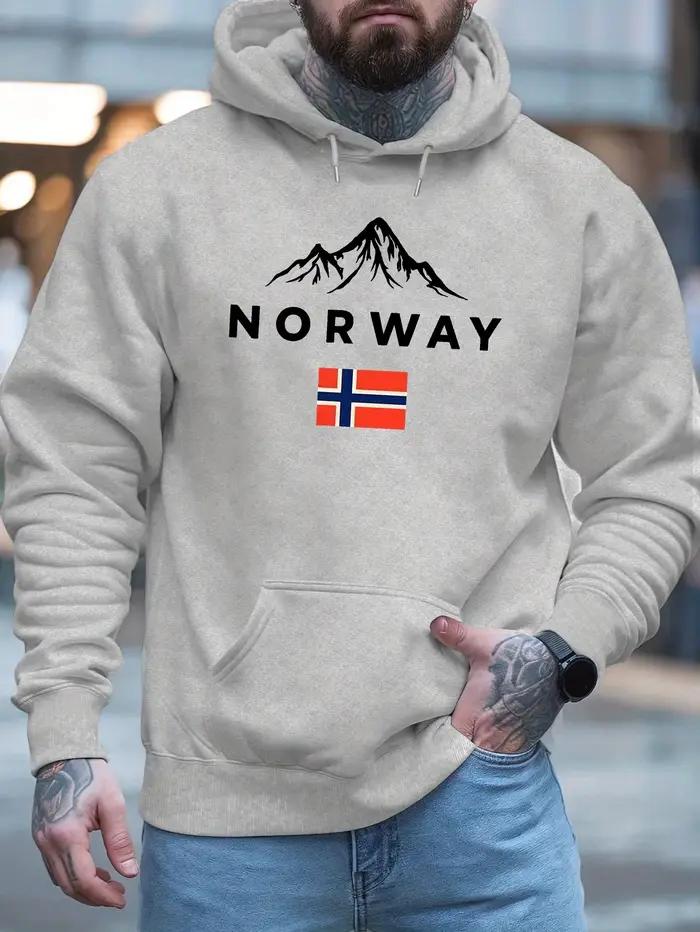 Sweat-shirt à capuche unisexe avec imprimé lettres norvégiennes, tendance hip-hop, pour l'aventure e