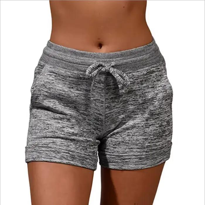 Short à taille élastiquée pour femme, pantalon de survêtement monochrome, pantalon de yoga, pantalon