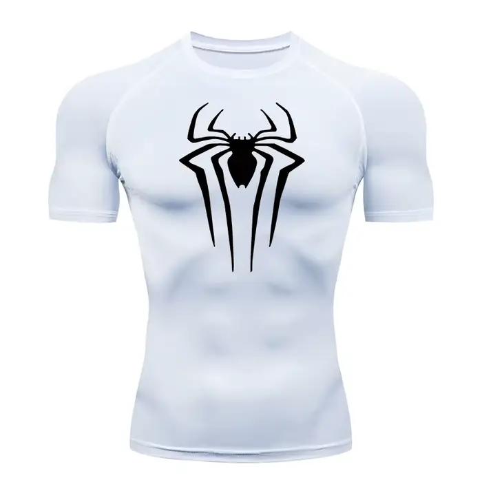 Chemises de Compression imprimées araignée pour hommes, t-shirt d'été à manches courtes, protection 