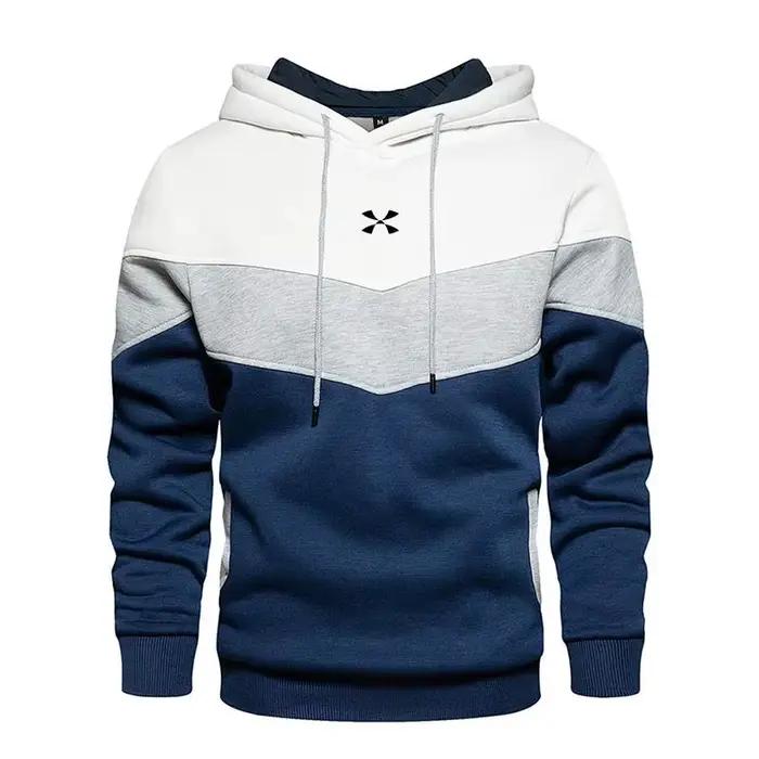 Sweat-shirt à capuche en Patchwork pour hommes, vêtements décontractés, ample, polaire, chaud, Stree