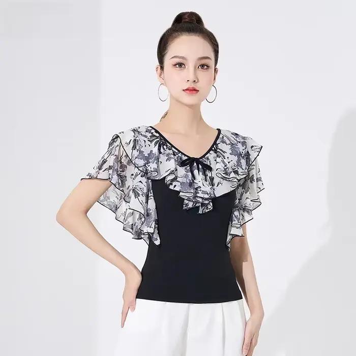 Vêtements de danse en ligne pour femmes, haut de danse latine, robes de soirée, vêtements d'entraîne