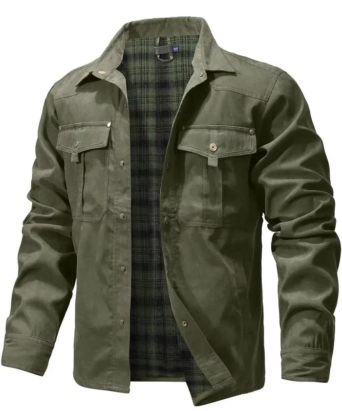 Veste Chemise Homme Style Cowboy Doublée Flanelle Haute Qualité Automne Hiver Décontractée Boutons P