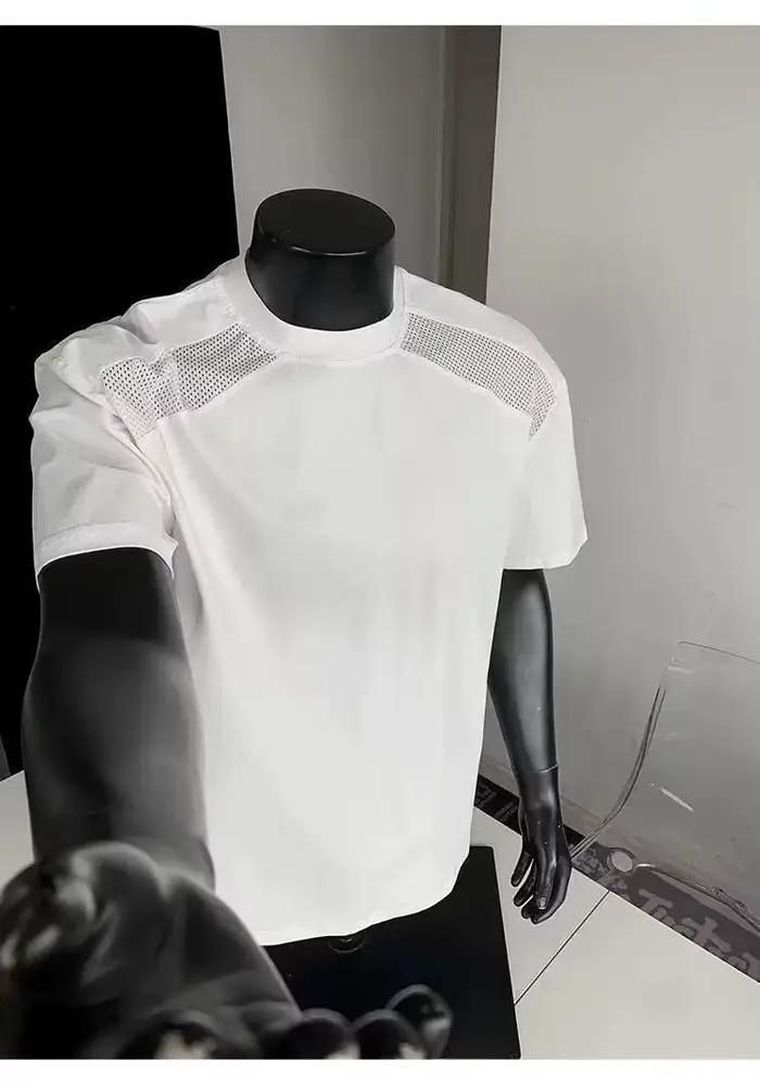 Style américain cleanfit épaule coupe déconstruction T-shirt à manches courtes hommes et femmes à la