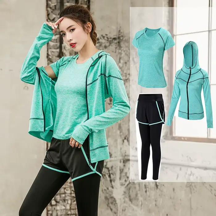 Sport 5 pièces ensemble de course femmes sport costume collants de Yoga séchage rapide Jogging vêtem