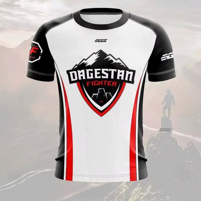 T-shirt populaire 2026 sur le thème de la lutte du Daghestan – Motif noir, blanc et rouge, tissu à s