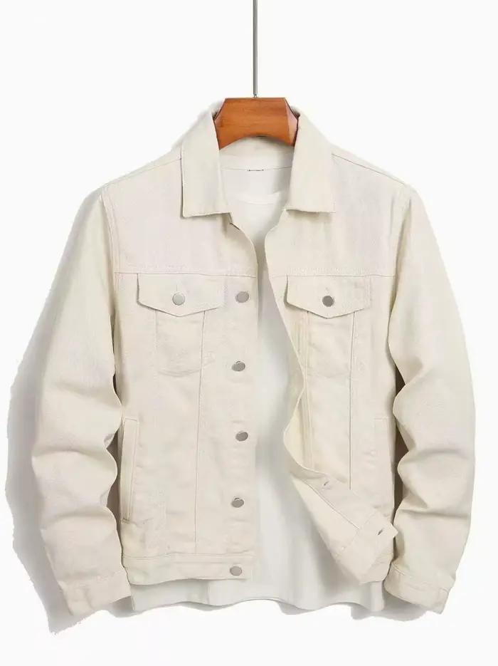 Veste blanche décontractée en denim de couleur unie, lumineuse et rafraîchissante, entièrement embal