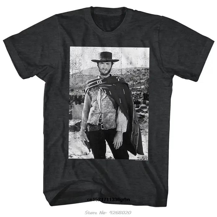 Hommes T-Shirt Clint Eastwood Western le bon le mauvais et le laid Photo film T-Shirt nouveauté T-Sh